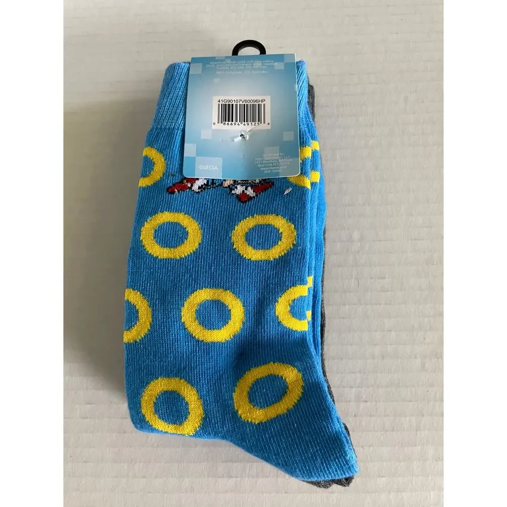 2 PAIR SEGA SONIC HEDGEHOG CREW SOCKS SIZE NEW